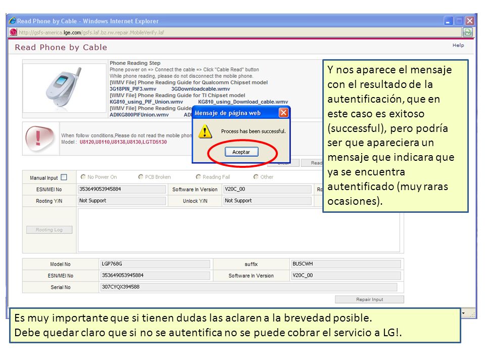 Y nos aparece el mensaje con el resultado de la autentificación, que en este caso es exitoso (successful), pero podría ser que apareciera un mensaje que indicara que ya se encuentra autentificado (muy raras ocasiones).