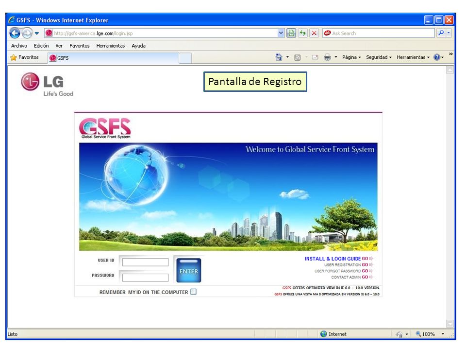 Pantalla de Registro
