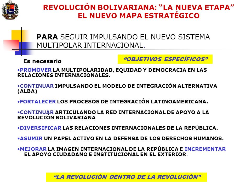 PARA SEGUIR IMPULSANDO EL NUEVO SISTEMA MULTIPOLAR INTERNACIONAL.