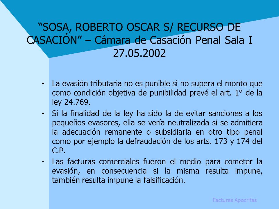 SOSA, ROBERTO OSCAR S/ RECURSO DE CASACIÓN – Cámara de Casación Penal Sala I