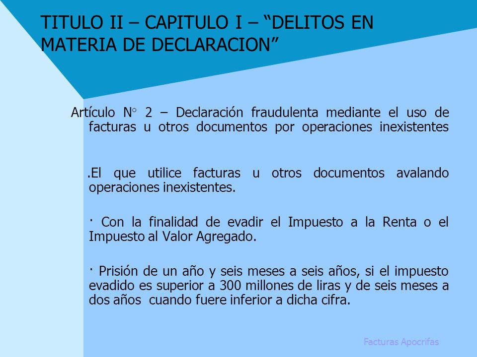 TITULO II – CAPITULO I – DELITOS EN MATERIA DE DECLARACION
