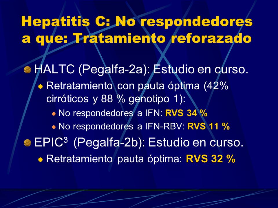 Hepatitis C: No respondedores a que: Tratamiento reforazado