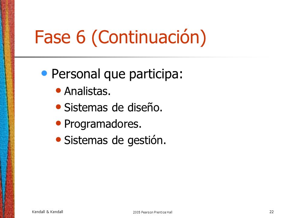 Fase 6 (Continuación) Personal que participa: Analistas.