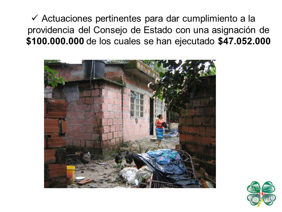 Actuaciones pertinentes para dar cumplimiento a la providencia del Consejo de Estado con una asignación de $ de los cuales se han ejecutado $