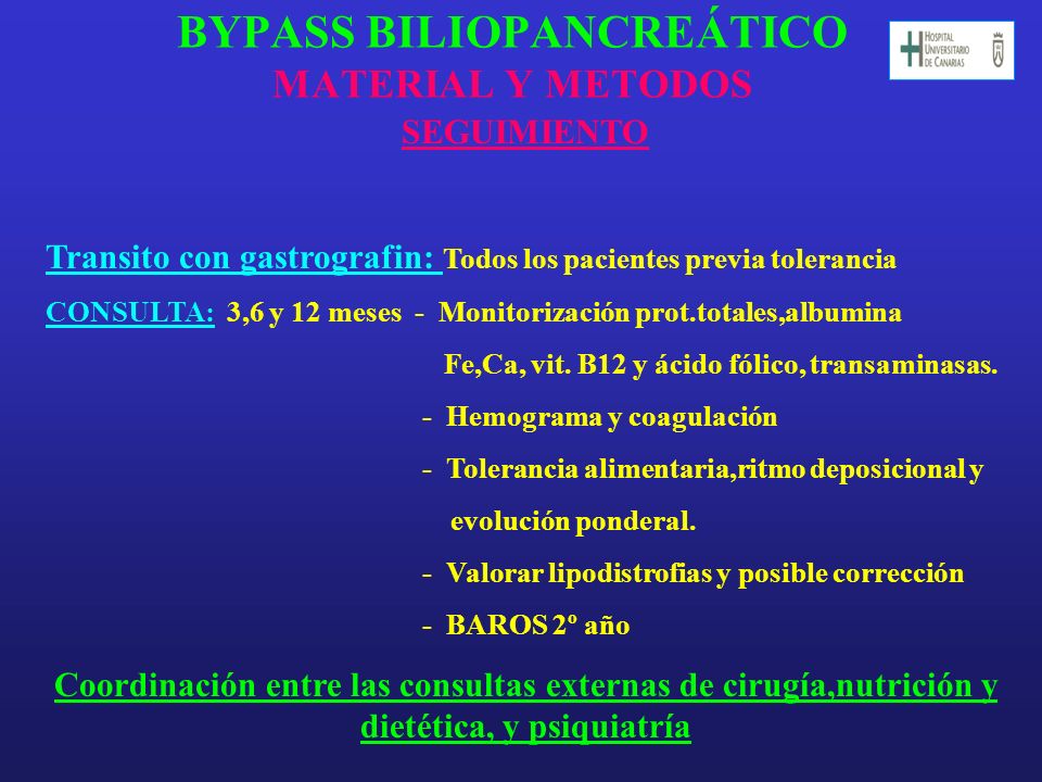 BYPASS BILIOPANCREÁTICO MATERIAL Y METODOS