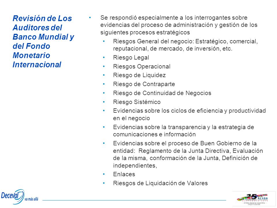 Revisión de Los Auditores del Banco Mundial y del Fondo Monetario Internacional