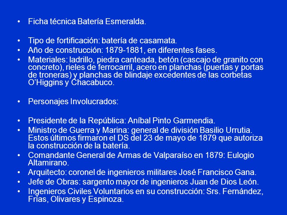 Ficha técnica Batería Esmeralda.