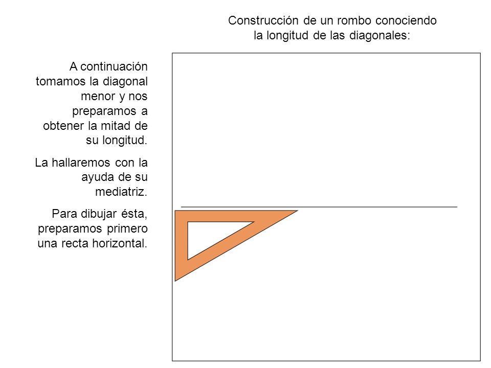Construcción de un rombo conociendo la longitud de las diagonales:
