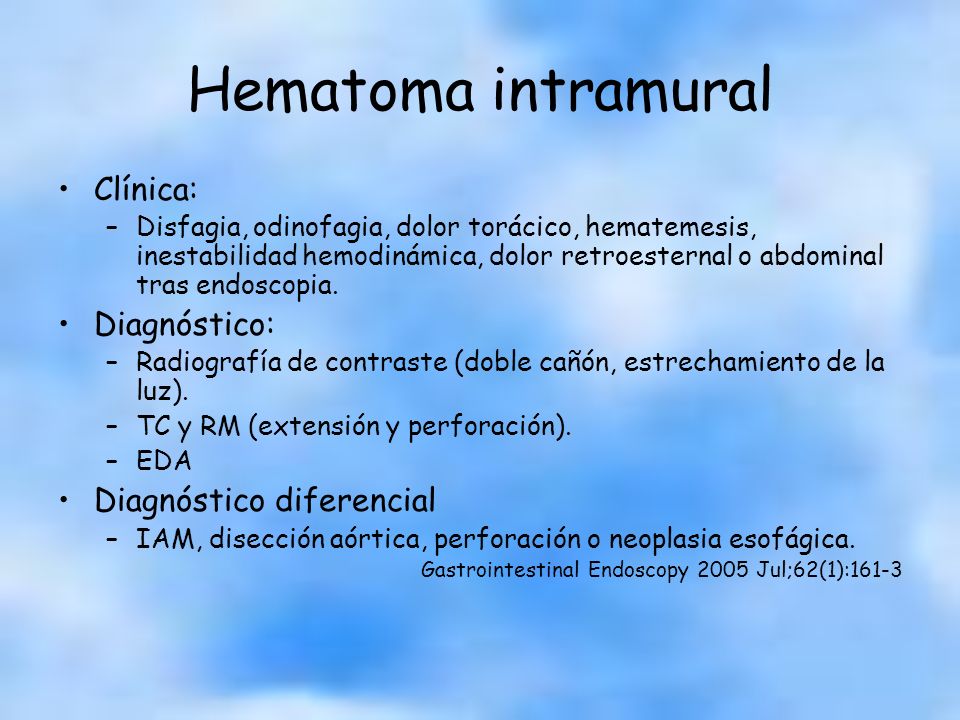Hematoma intramural Clínica: Diagnóstico: Diagnóstico diferencial