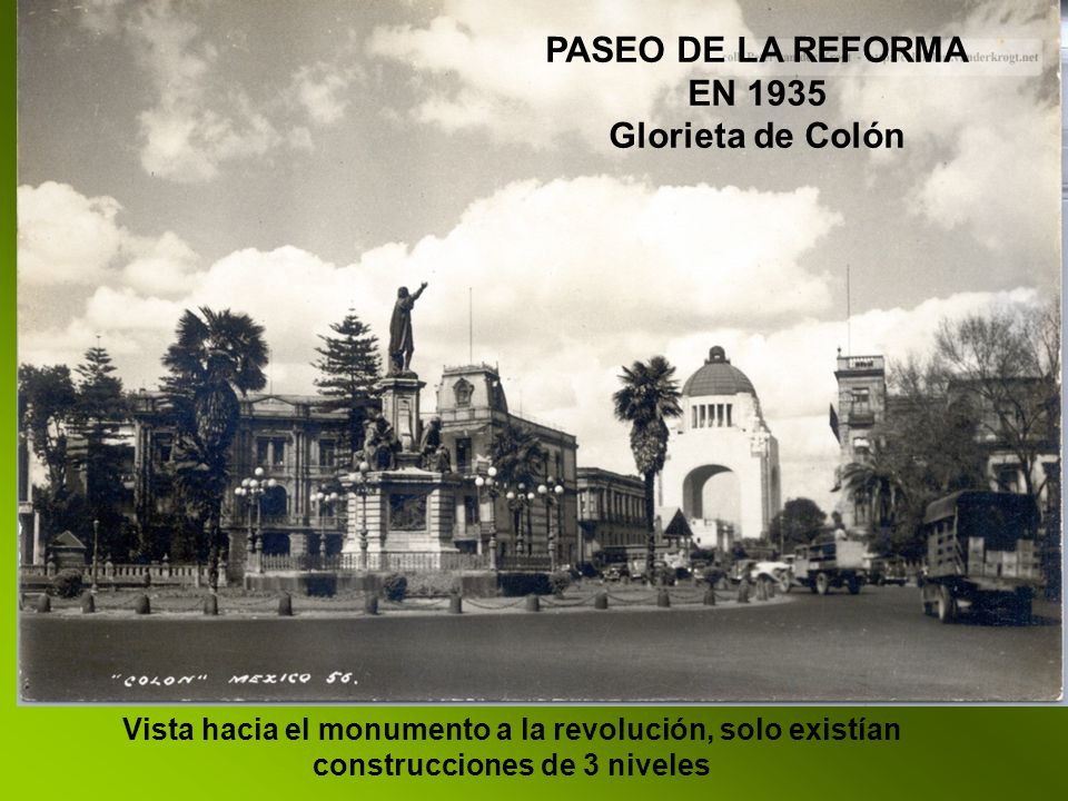 PASEO DE LA REFORMA EN 1935 Glorieta de Colón