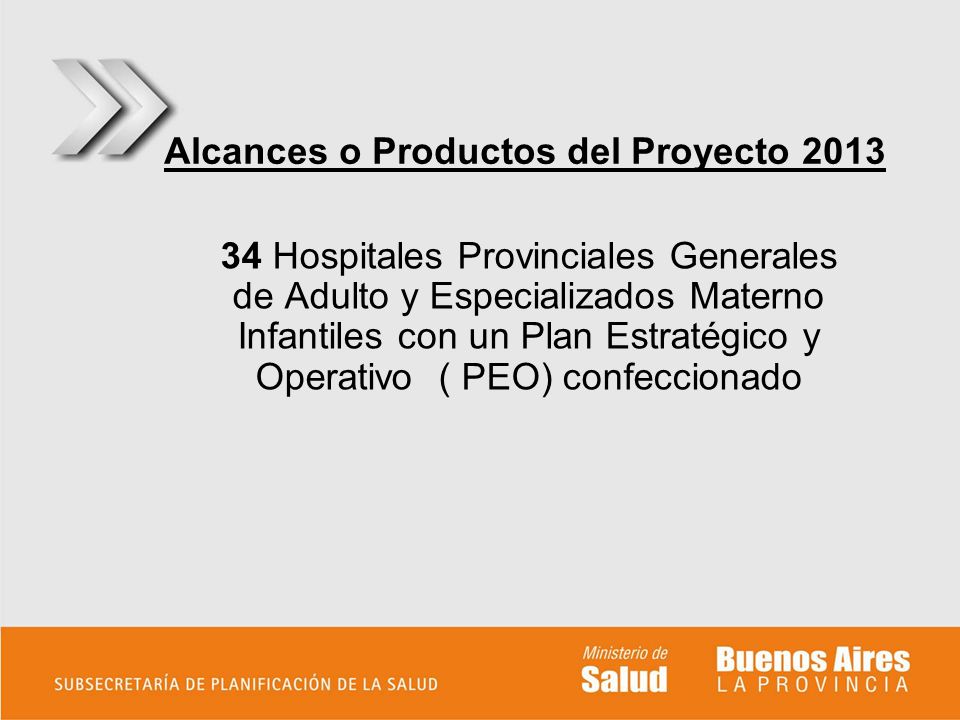 Alcances o Productos del Proyecto 2013