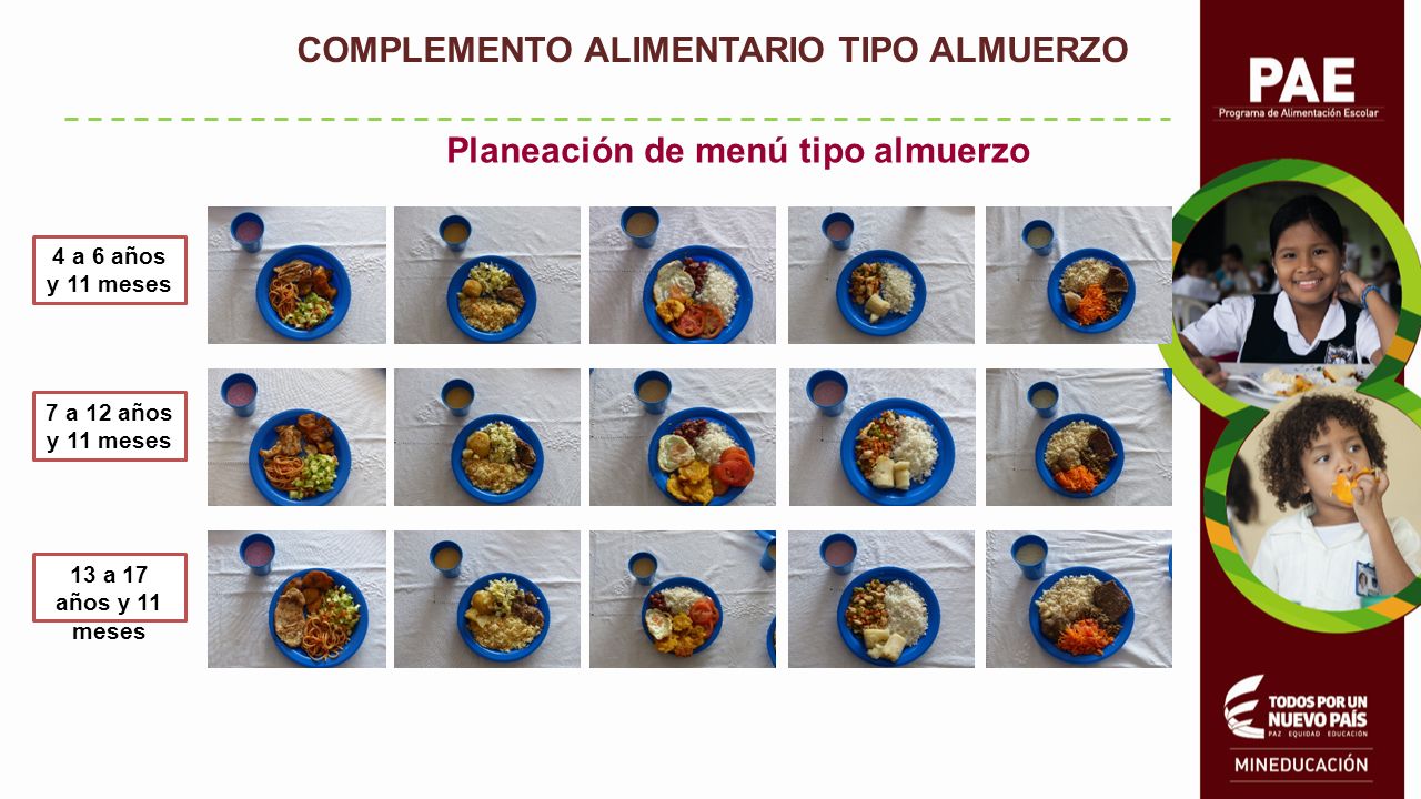 COMPLEMENTO ALIMENTARIO TIPO ALMUERZO Planeación de menú tipo almuerzo