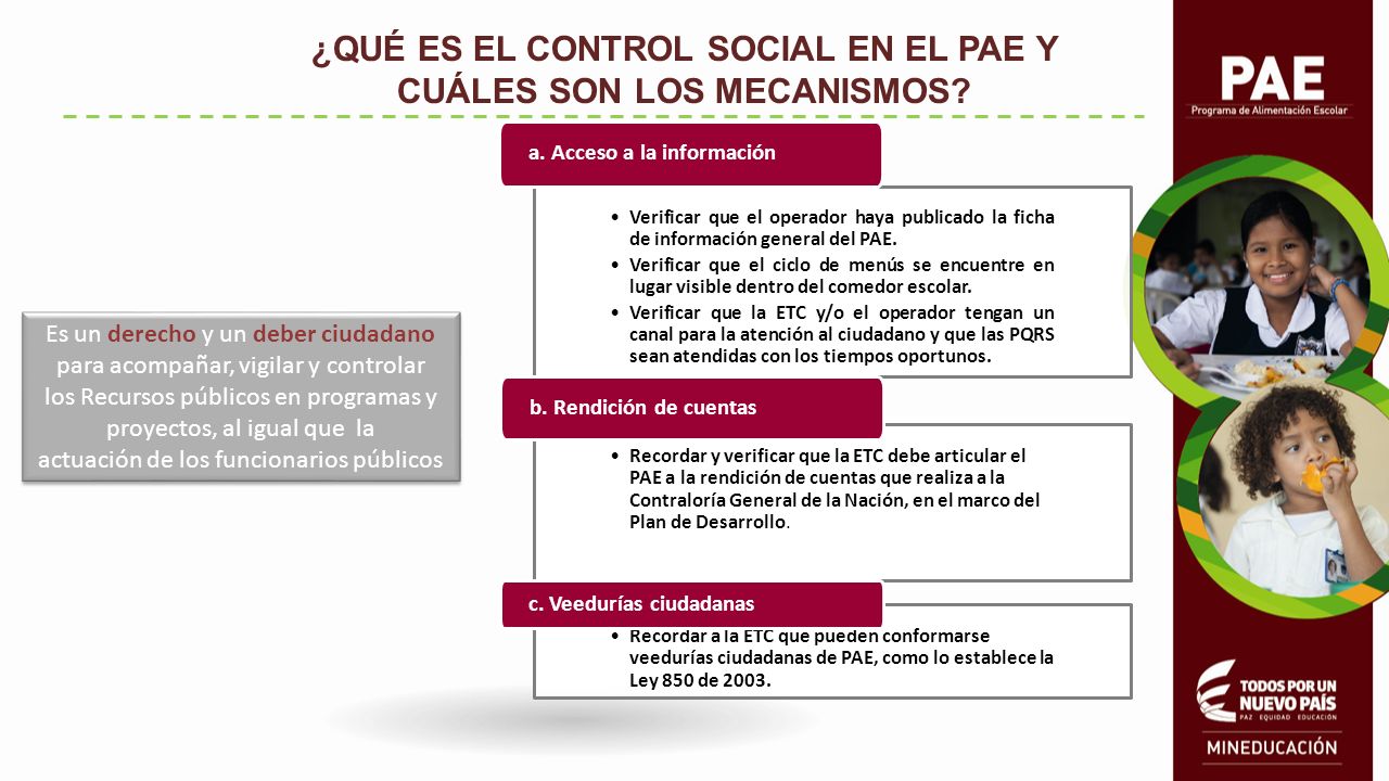 ¿QUÉ ES EL CONTROL SOCIAL EN EL PAE Y CUÁLES SON LOS MECANISMOS