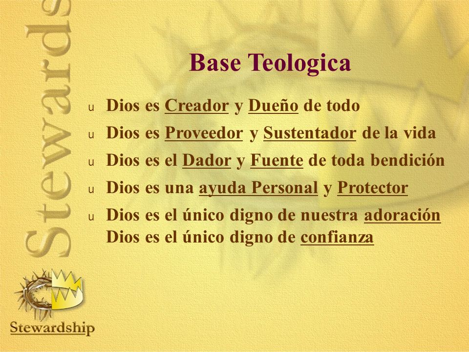 Base Teologica Dios es Creador y Dueño de todo