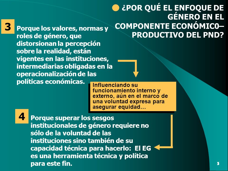 ¿POR QUÉ EL ENFOQUE DE GÉNERO EN EL COMPONENTE ECONÓMIC0– PRODUCTIVO DEL PND