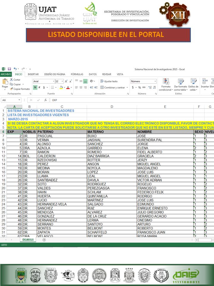LISTADO DISPONIBLE EN EL PORTAL