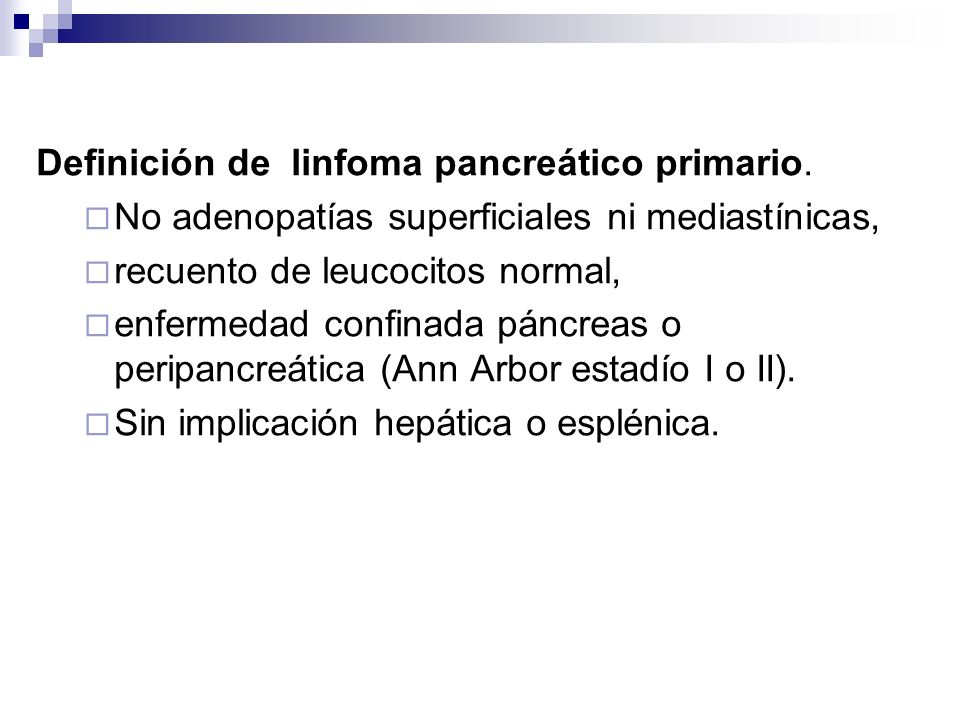 Definición de linfoma pancreático primario.