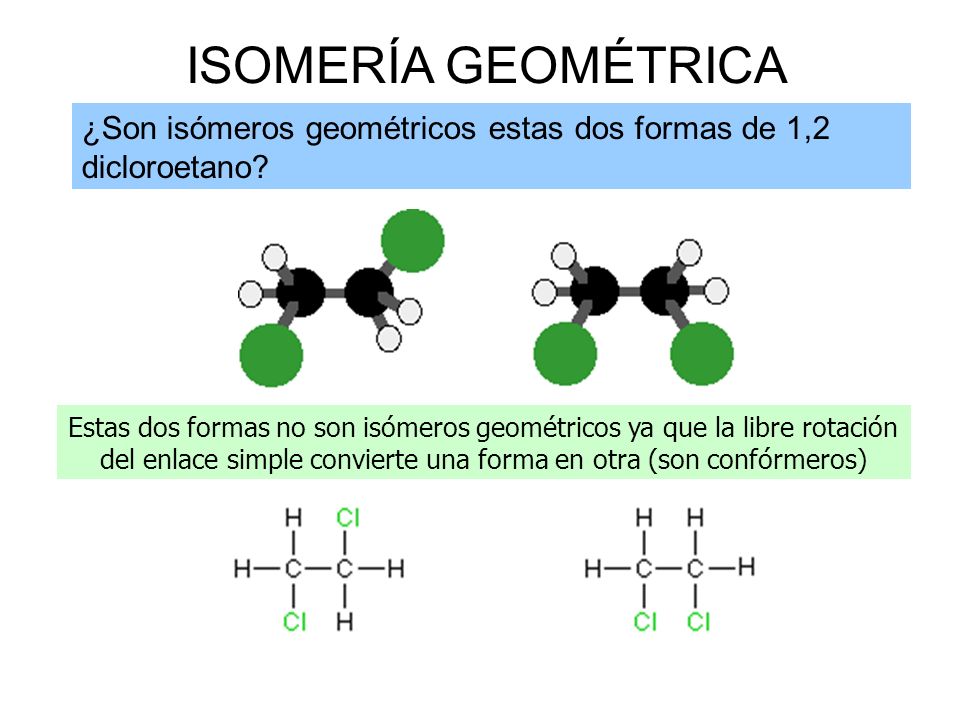 ISOMERÍA GEOMÉTRICA ¿Son isómeros geométricos estas dos formas de 1,2 dicloroetano