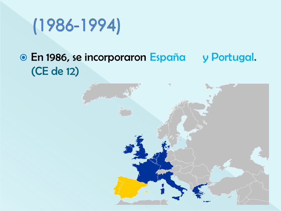 ( ) En 1986, se incorporaron España y Portugal. (CE de 12)