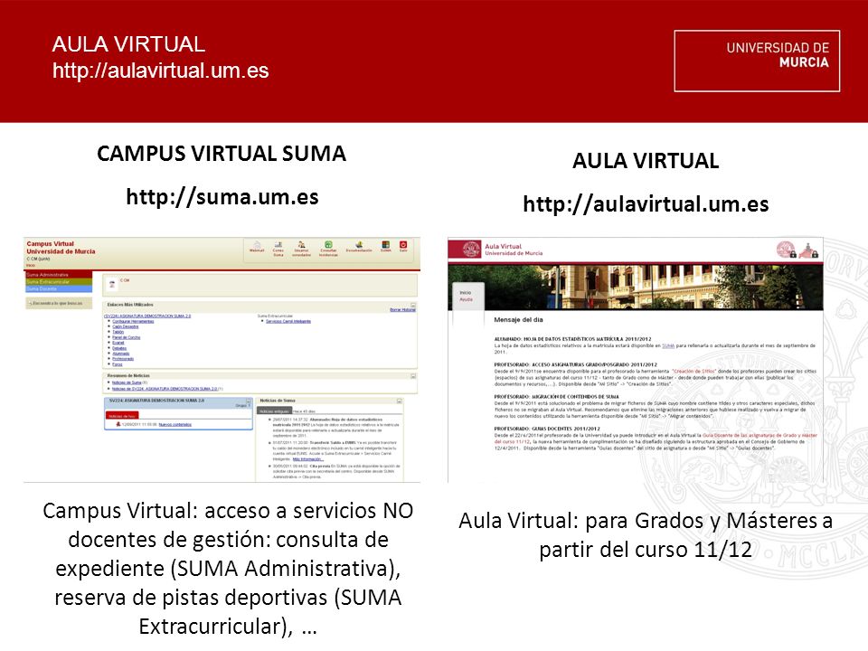 Aula Virtual: para Grados y Másteres a partir del curso 11/12