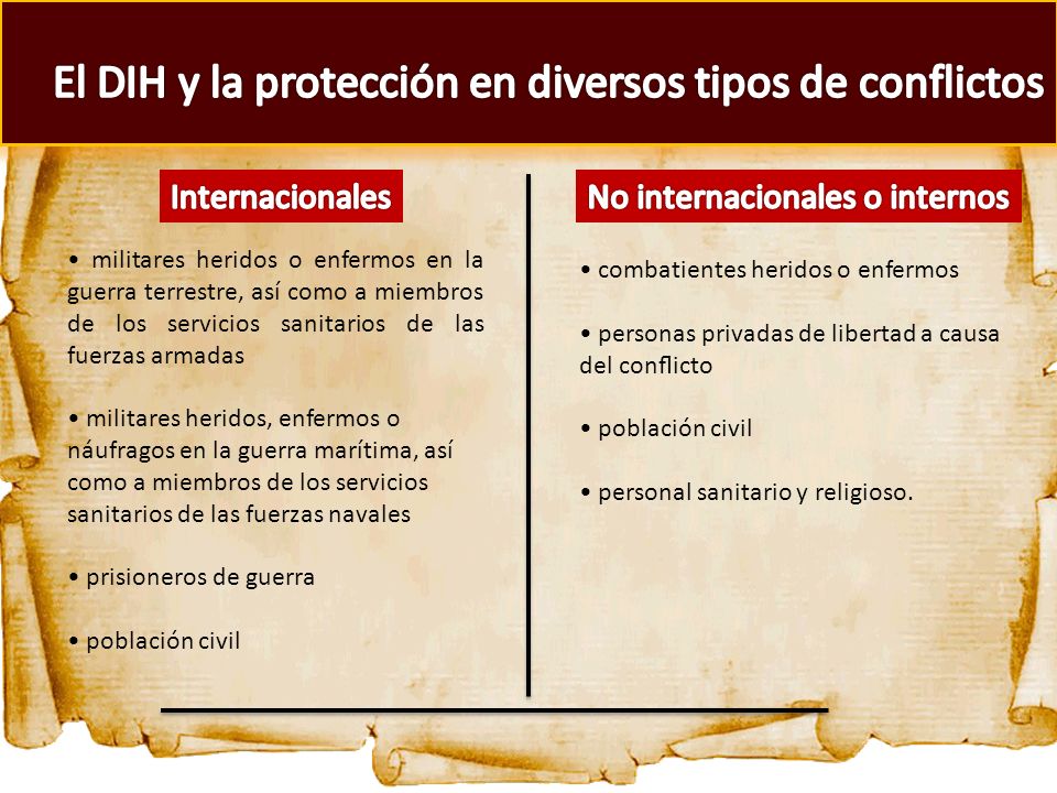 El DIH y la protección en diversos tipos de conflictos