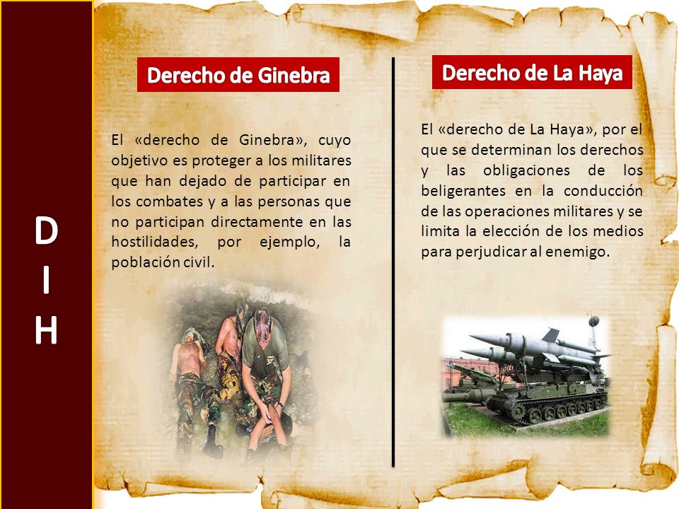 D I H Derecho de La Haya Derecho de Ginebra