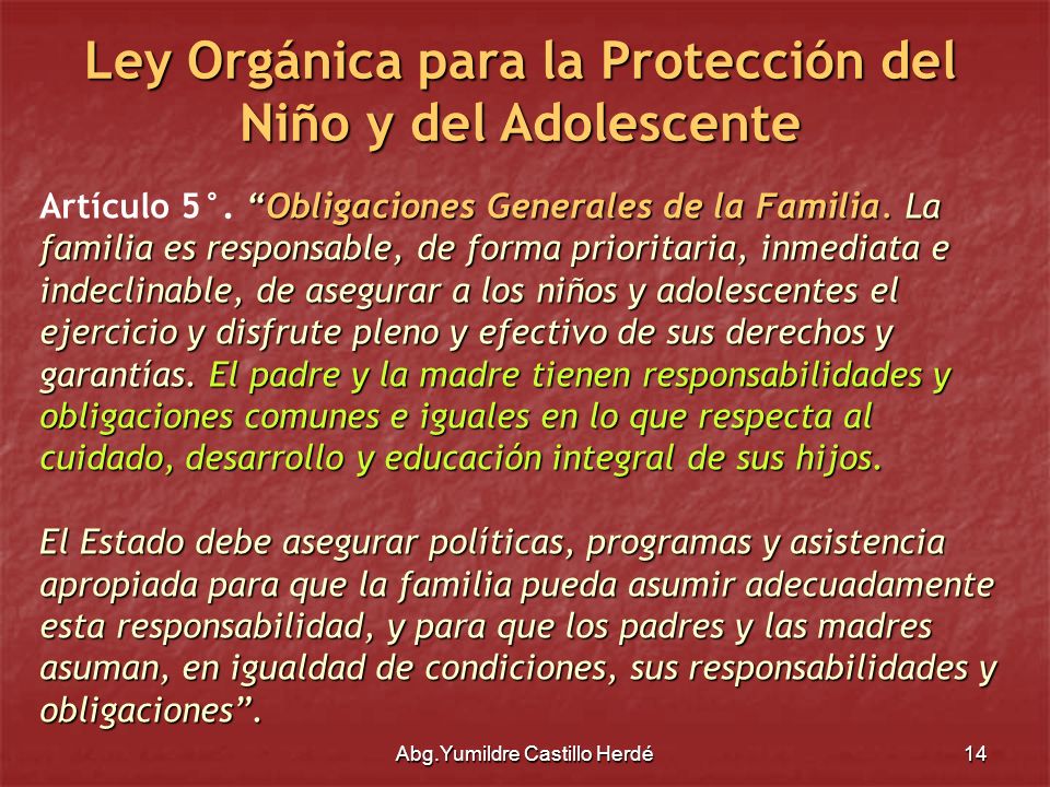 Ley Orgánica para la Protección del Niño y del Adolescente