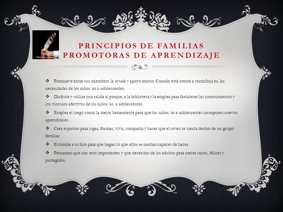 PRINCIPIOS DE FAMILIAS PROMOTORAS DE APRENDIZAJE