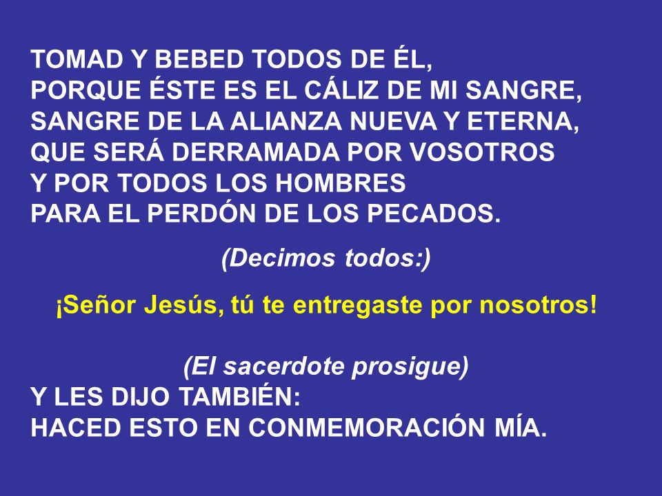 ¡Señor Jesús, tú te entregaste por nosotros! (El sacerdote prosigue)