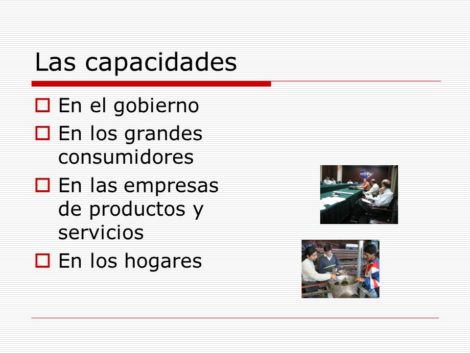 Las capacidades En el gobierno En los grandes consumidores