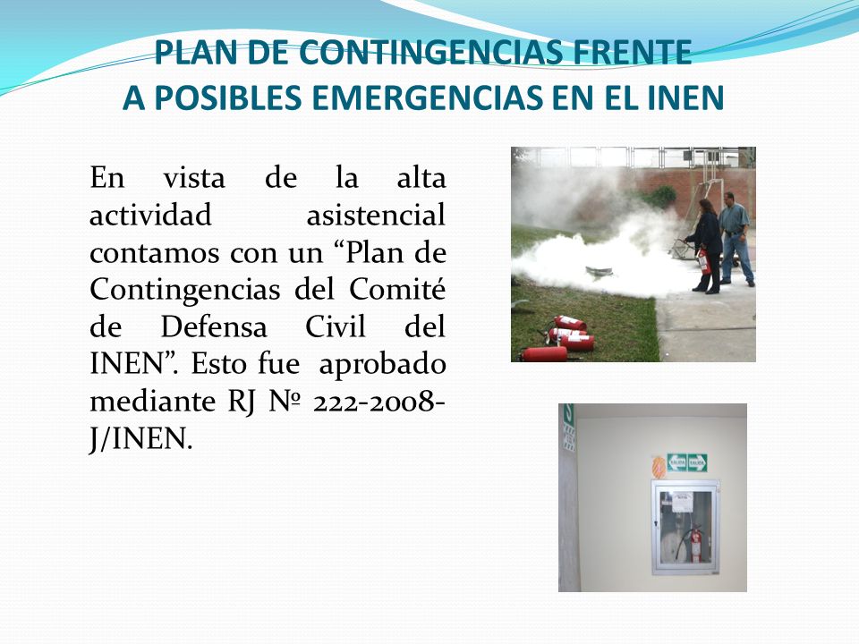 PLAN DE CONTINGENCIAS FRENTE A POSIBLES EMERGENCIAS EN EL INEN