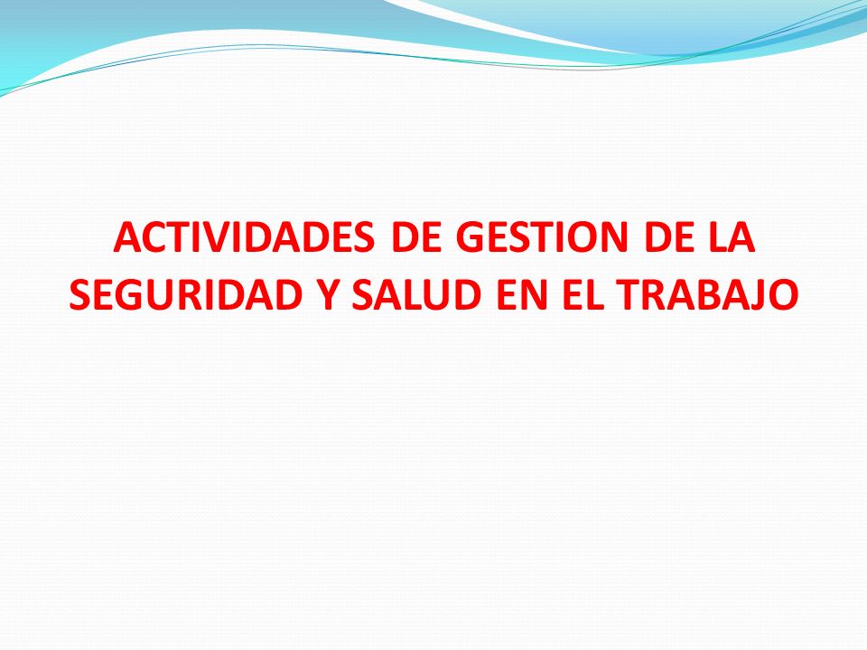 ACTIVIDADES DE GESTION DE LA SEGURIDAD Y SALUD EN EL TRABAJO