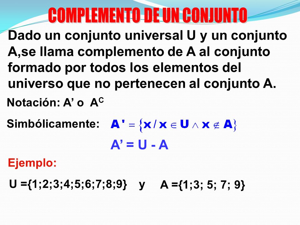COMPLEMENTO DE UN CONJUNTO