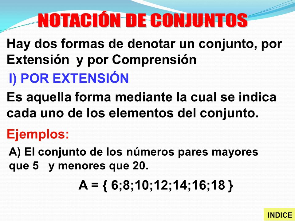 Hay dos formas de denotar un conjunto, por Extensión y por Comprensión