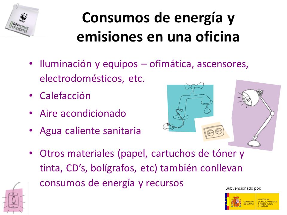 Consumos de energía y emisiones en una oficina