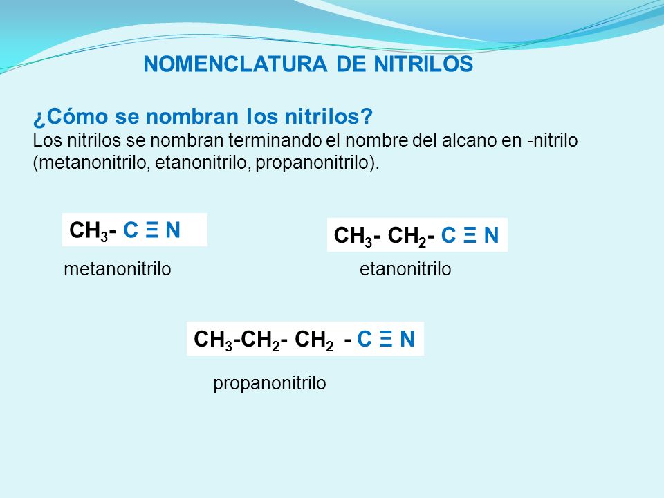 NOMENCLATURA DE NITRILOS