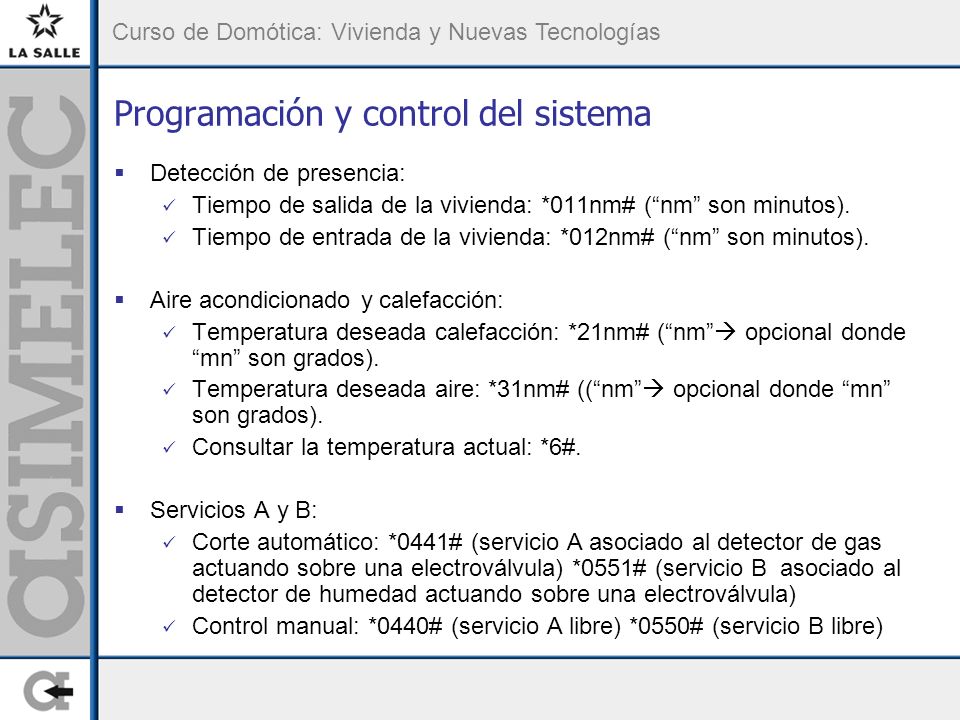 Programación y control del sistema