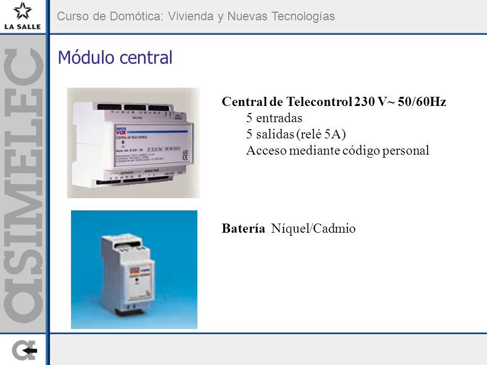 Módulo central Central de Telecontrol 230 V~ 50/60Hz 5 entradas