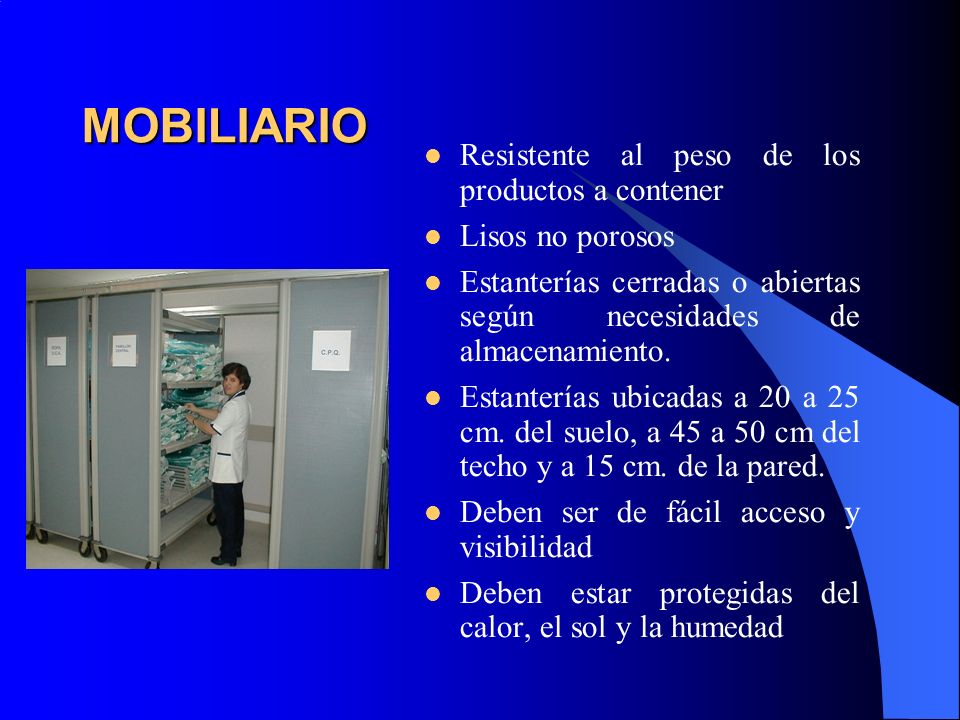 MOBILIARIO Resistente al peso de los productos a contener