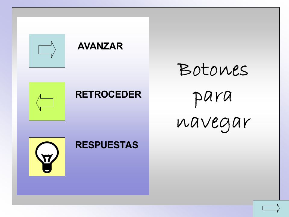 AVANZAR Botones para navegar RETROCEDER RESPUESTAS