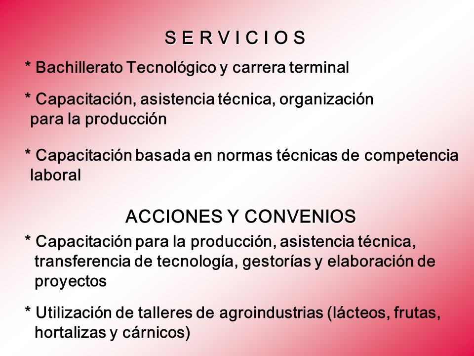 S E R V I C I O S ACCIONES Y CONVENIOS