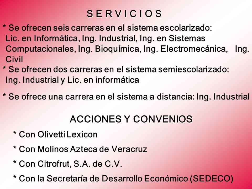 S E R V I C I O S ACCIONES Y CONVENIOS