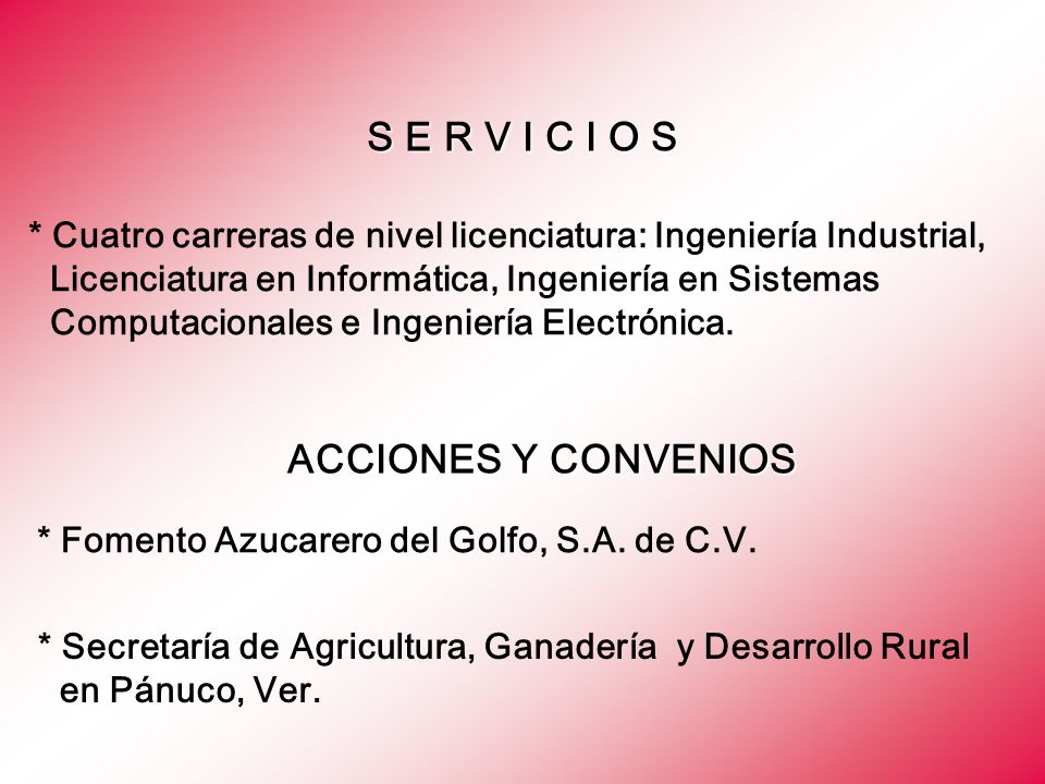 S E R V I C I O S ACCIONES Y CONVENIOS