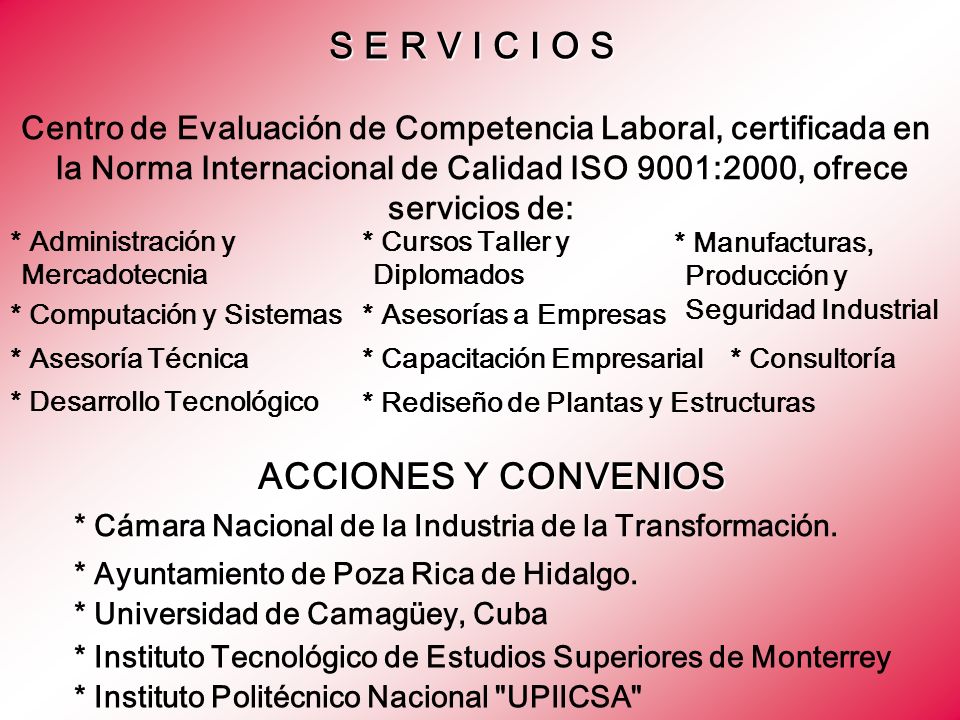 S E R V I C I O S ACCIONES Y CONVENIOS