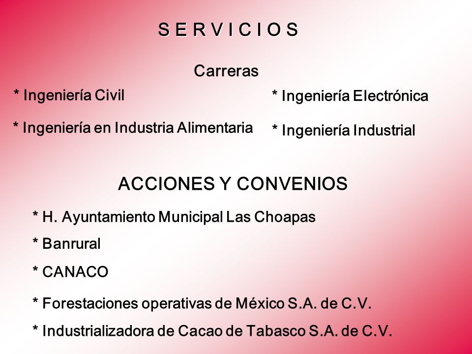 S E R V I C I O S ACCIONES Y CONVENIOS