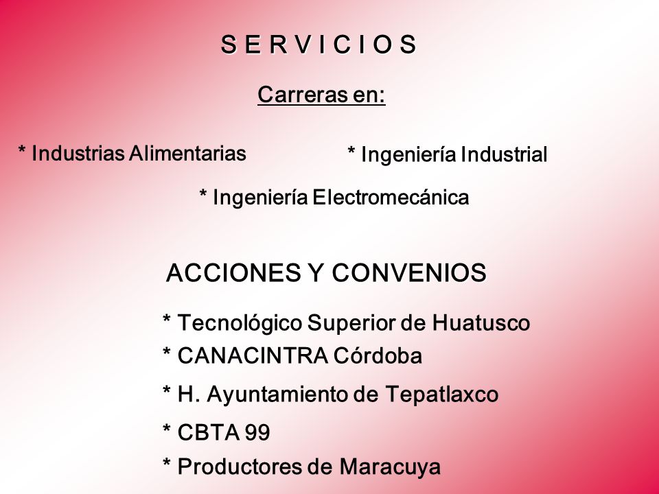 S E R V I C I O S ACCIONES Y CONVENIOS