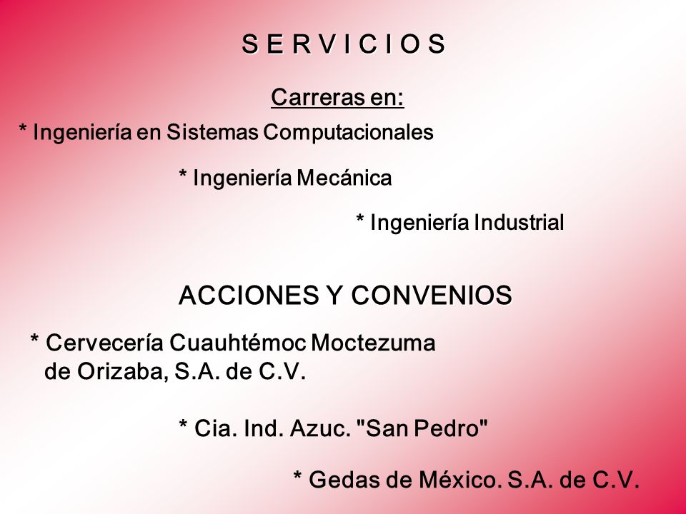 S E R V I C I O S ACCIONES Y CONVENIOS