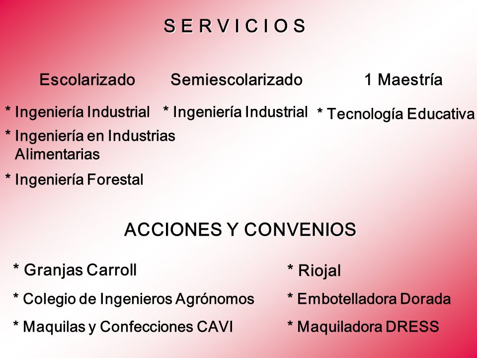 S E R V I C I O S ACCIONES Y CONVENIOS