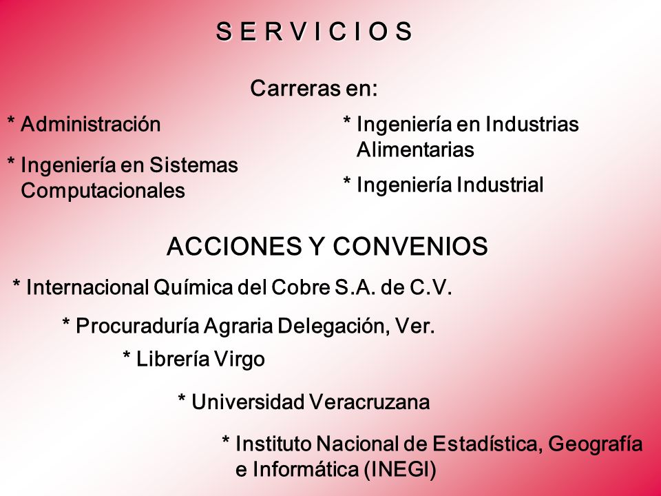 S E R V I C I O S ACCIONES Y CONVENIOS