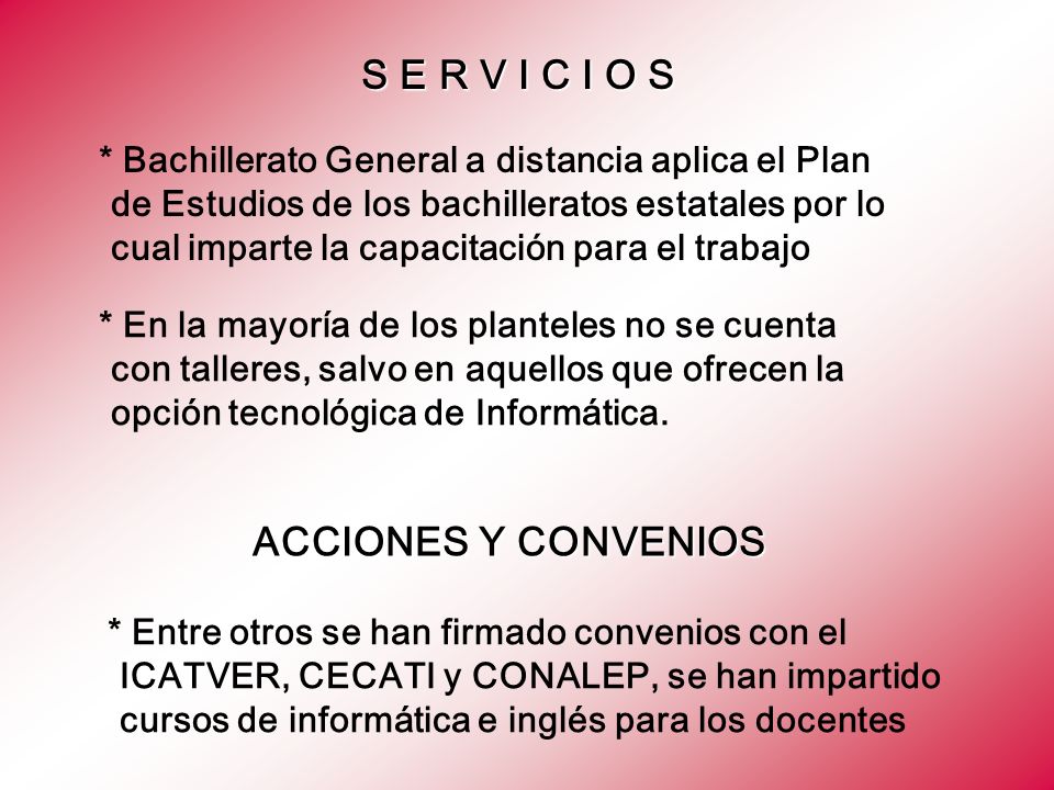 S E R V I C I O S ACCIONES Y CONVENIOS